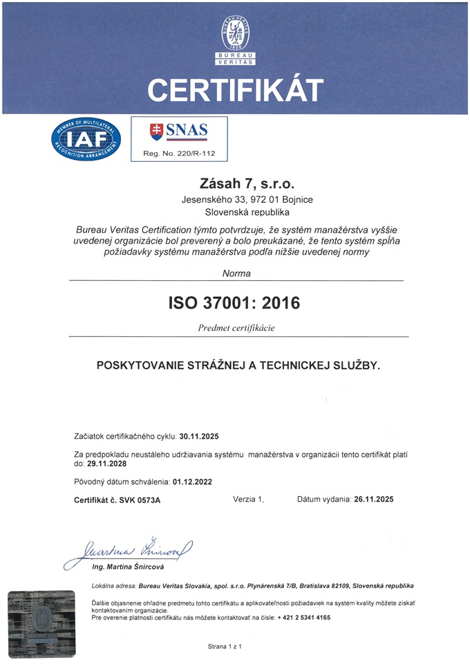 Certifikát ISO 9001:2015